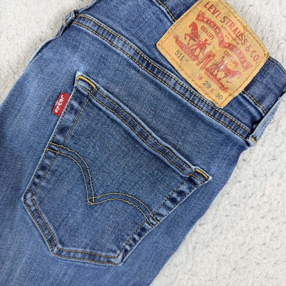 Levi's 511 Men Blue Med Wash Slim Fit Skinny Denim Jeans Low Rise 5-Pocket 29X30